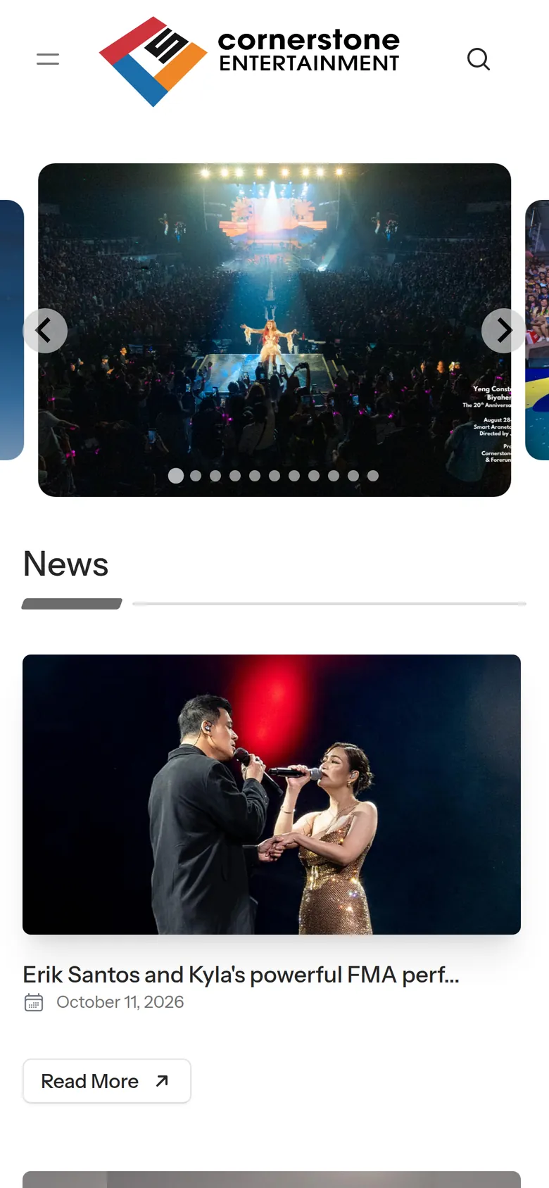 Cornerstone Entertainment on a phone