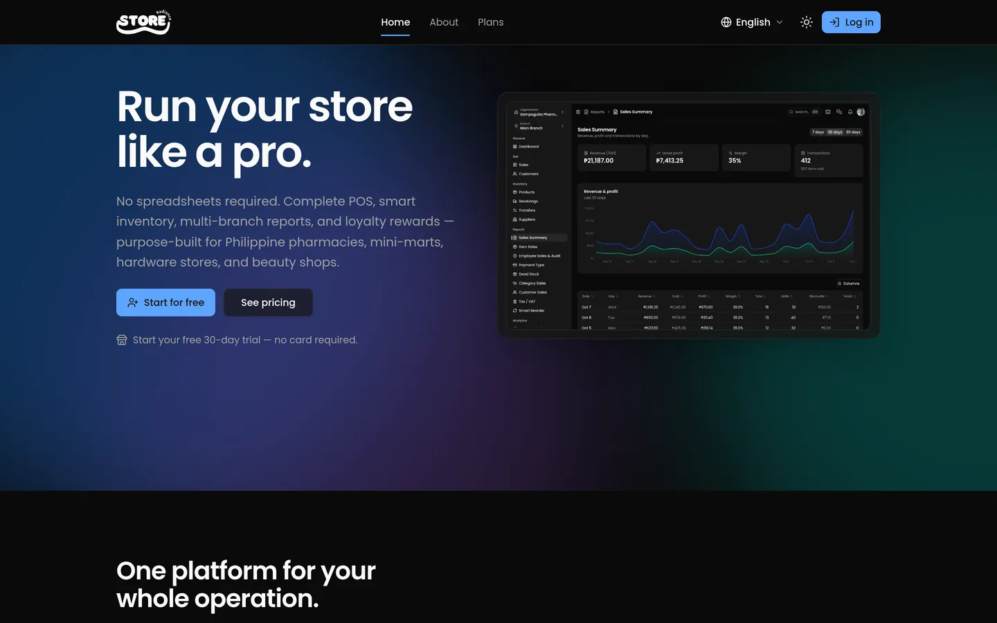 The Radiance Store home page on a laptop